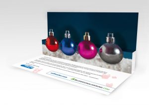 Popup-Karte mit heraustrennbaren Weihnachtskugeln