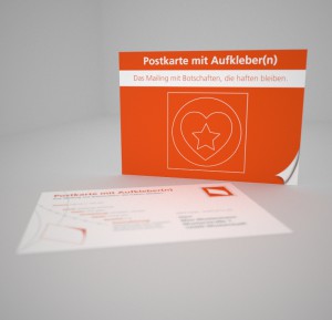 Postkarte mit Aufkleber