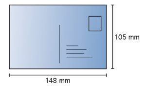 Label-Postkarte A6 Bemaßung