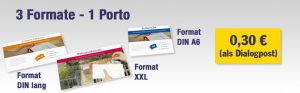 Beispielbild: drei Formate - ein Porto